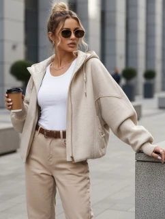 Dámska prechodná bunda s odnímateľnou kapucňou béžová FashionStreet TY5639