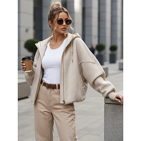 Dámska prechodná bunda s odnímateľnou kapucňou béžová FashionStreet TY5639