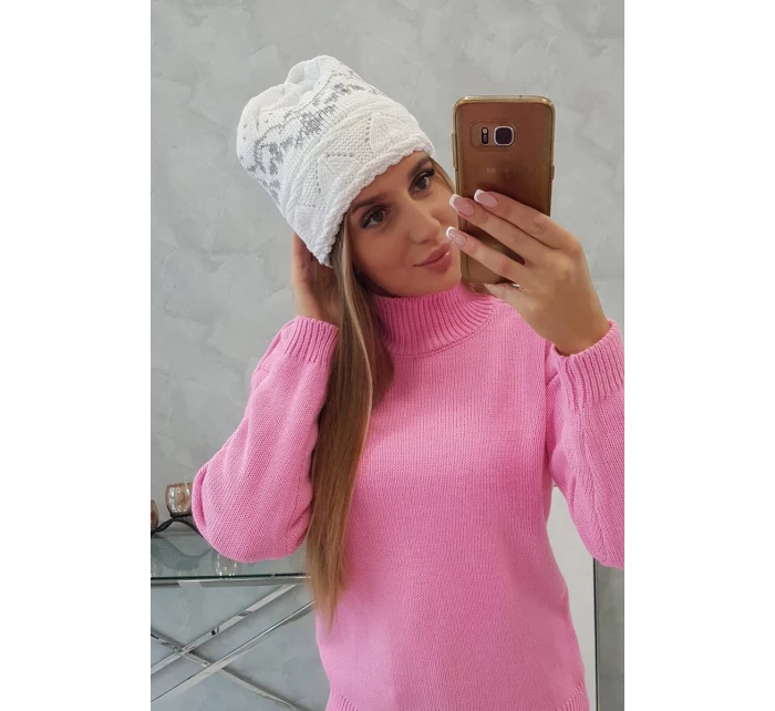 Dámska čiapka Kira K374 biela+sivá