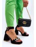 Dámské semišové sandály s podpatky Lewski boty Černá model 21616060 - Boto