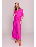 Dámske zavinovacie šaty S406 Tmavo ružová - Stylove