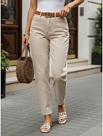 Dámske džínsy Mom Fit s opaskom, béžové, FashionStreet UY3083 Dámske džínsy Mom Fit s opaskom, béžové, FashionStreet UY3083