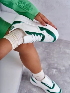 Dámské nízké sportovní boty na platformě bílé a zelené model 21596033 - Boto