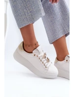 Dámské kožené tenisky na platformě s ozdobnými D&A Bílé model 21660251 - S.Barski