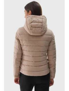 Damska Kurtka Puchowa Z Kapturem 4F 4FWAW24TDJAF468-83S Beżowa