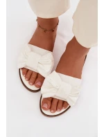 Dámské pantofle na ploché podrážce s mašlí bílé Amivelle