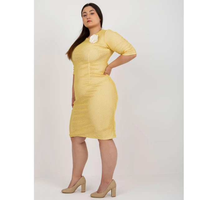 Sukienka LK SK model 18617721 ciemny żółty - FPrice Sukienka LK SK model 18617721 ciemny żółty - FPrice