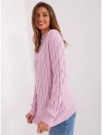 Svetlo fialový dámsky sveter s káblami