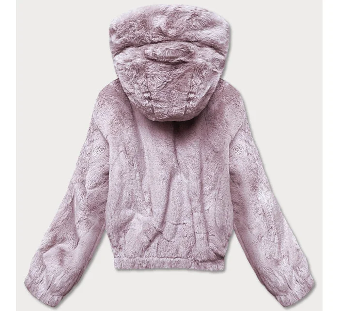 Krátka ružová dámska kožušinová bunda (R8050-81)