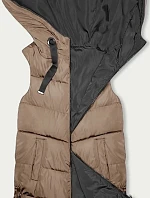 Dámska dlhá obojstranná vesta béžovo-grafitová (B8248-12)