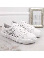 Pohodlné kožené topánky Rieker W RKR641 white