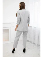 Elegantný set saka a nohavíc sivej farby