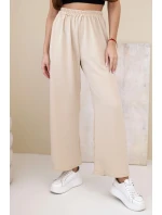 Široké nohavice tmavobéžovej farby