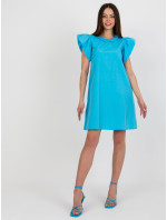 Modré splývavé bavlnené šaty
