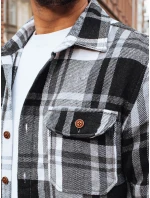 Pánská černobílá kostkovaná košile model 21994095 - Dstreet Pánská černobílá kostkovaná košile model 21994095 - Dstreet