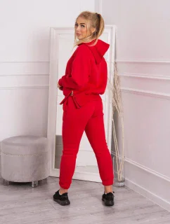 Zateplený set roláka a kapucňa červený