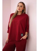 Bavlnená mikina nohavice set Burgundy Bavlnená mikina nohavice set Burgundy