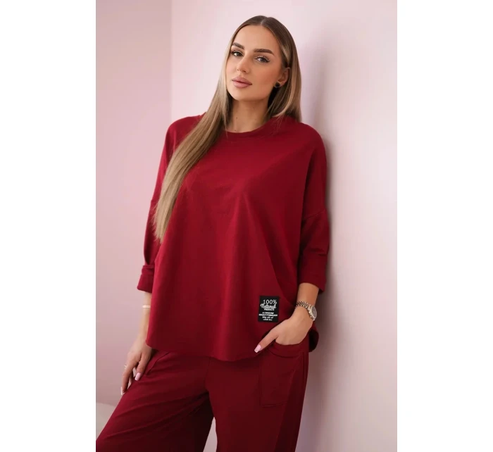 Bavlnená mikina nohavice set Burgundy Bavlnená mikina nohavice set Burgundy