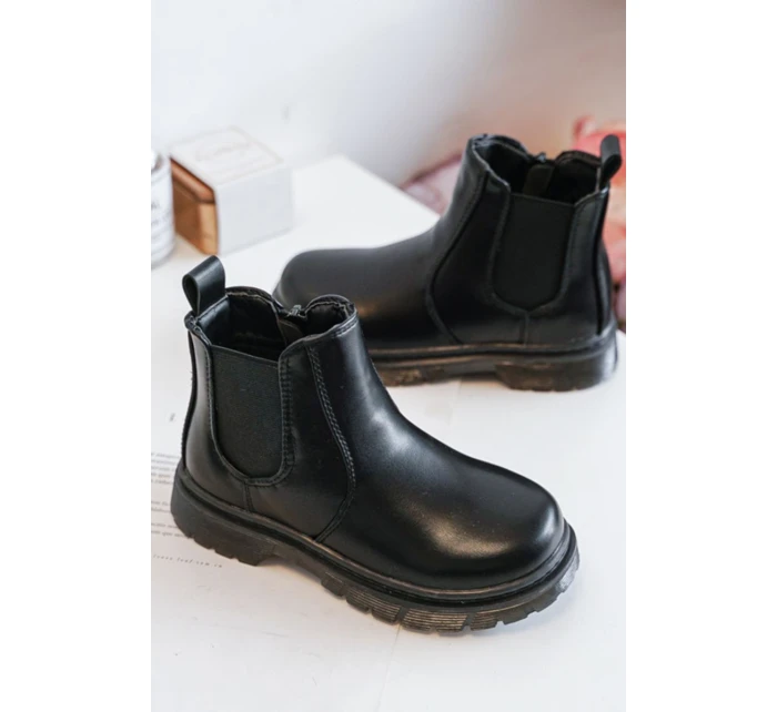 Dětské Kůže zateplené boty černé model 21597541 - Boto Dětské Kůže zateplené boty černé model 21597541 - Boto