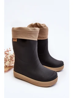 Dziecięce Kalosze Z Ocieplaczem Snow Wave Gokids 981 Czarno-Beżowe
