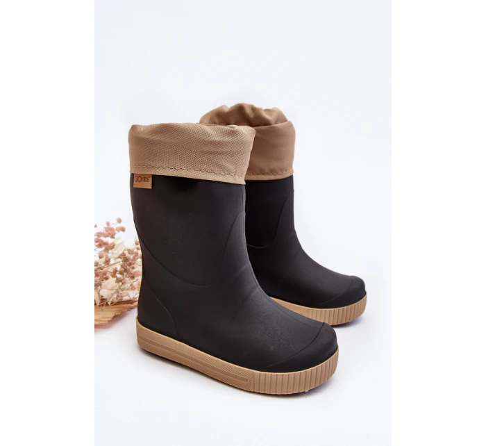 Dziecięce Kalosze Z Ocieplaczem Snow Wave Gokids 981 Czarno-Beżowe Dziecięce Kalosze Z Ocieplaczem Snow Wave Gokids 981 Czarno-Beżowe