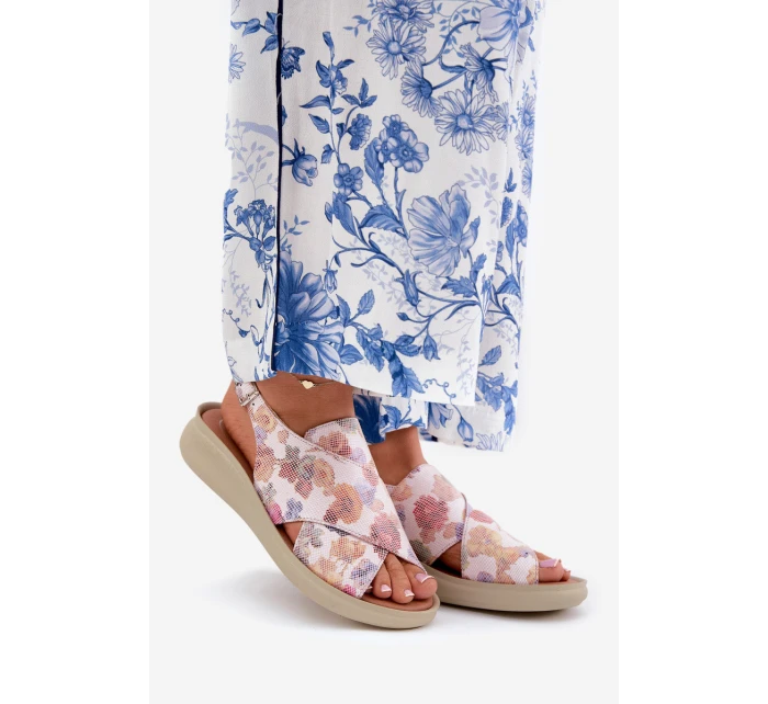 Sandały Damskie Z Eko Skóry W Kwiaty Multikolor Tosmelia Sandały Damskie Z Eko Skóry W Kwiaty Multikolor Tosmelia