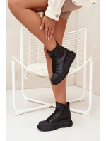 Zateplené Vysoké Tenisky Dámské Na Platformě S Zipem Černé model 21705267 - Boto