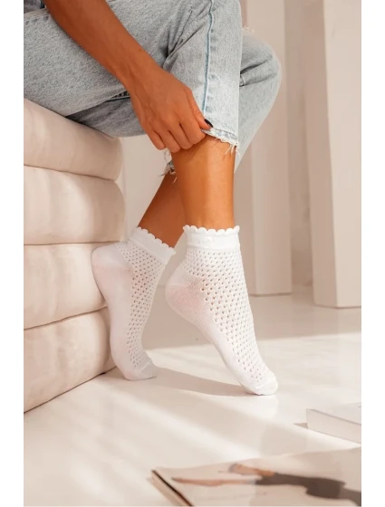 Dámske ažurové ponožky s mašľou 1115