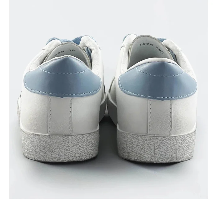 Bielo-svetlo modré dámske tenisky trampky z rôznych spojených materiálov (1088)