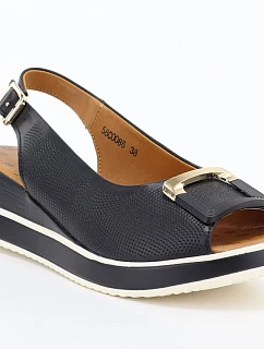 Dámske kožené sandále na platforme čierne Artiker 58C0086