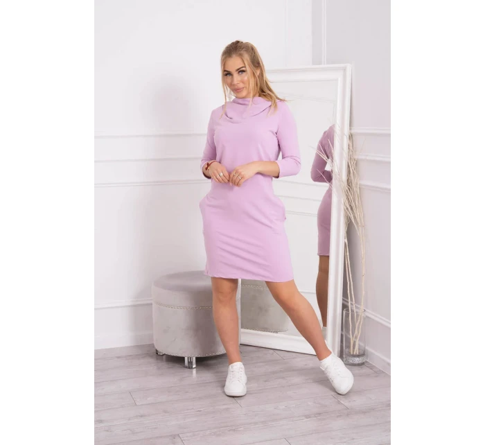 Šaty s kapucňou a vreckami fialové