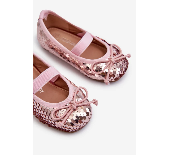 Balerinki Dziecięce Ozdobione Cekinami Różowe Weries Balerinki Dziecięce Ozdobione Cekinami Różowe Weries