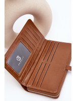 Dámska peňaženka s patentovaným magnetom, hnedá, biela