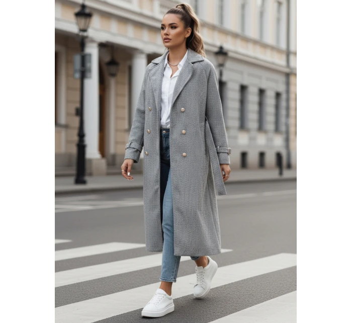 Dámsky oversize kabát CAMELLYN dlhý sivý FashionStreet NY0742