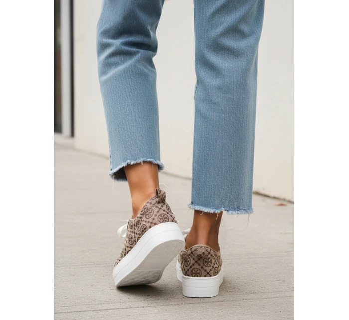 Dámske šnurovacie tenisky na hrubej podrážke hnedej farby FashionStreet ZY1380