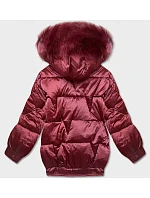 Krátka bunda oversize bordová (H-1109-25) Krátka bunda oversize bordová (H-1109-25)