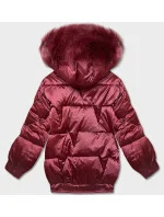 Krátka nadrozmerná bunda vo vínovej farbe (H-1109-25)