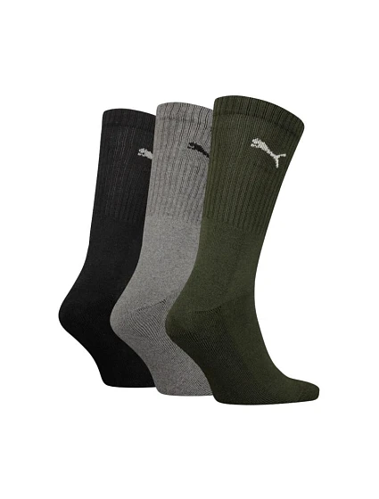 Ponožky Crew, 3 černé, šedé, zelené, 28 model 22292540 - Puma
