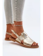 model 21650265 Dámské Kožené Sandály Zlaté - Zazoo