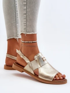 model 21650265 Dámské Kožené Sandály Zlaté - Zazoo