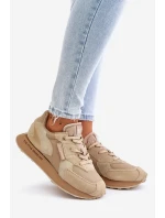 Skórzane Sneakersy Damskie Big Star OO274564 Hi-Poly System Beżowe Skórzane Sneakersy Damskie Big Star OO274564 Hi-Poly System Beżowe