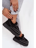 Dámské sněhule na platformě s kožíškem a třásněmi Černé Ferayne