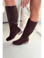 dámské vysoké boty na čokoládové model 21821933 - Boto