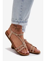 Dámské ploché sandály s pásky Béžové Zelda