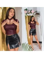 Sexi tričko Wet look 94901 fialové - KouCla