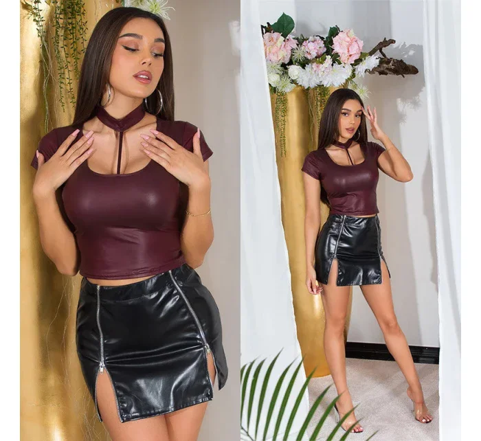 Sexi tričko Wet look 94901 fialové - KouCla