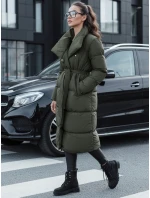 Dámsky zimný dlhý prešívaný kabát FAVI zelený FashionStreet TY4576