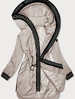 Dámska bunda s ozdobným lemovaním béžová (B8139-51)