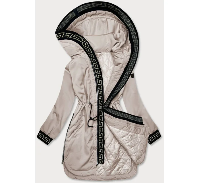 Béžová dámska bunda s ozdobnou lemovkou (B8139-51) Béžová dámska bunda s ozdobnou lemovkou (B8139-51)