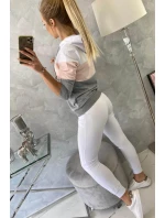 Farebná pruhovaná sada biela + púdrová ružová Farebná pruhovaná sada biela + púdrová ružová